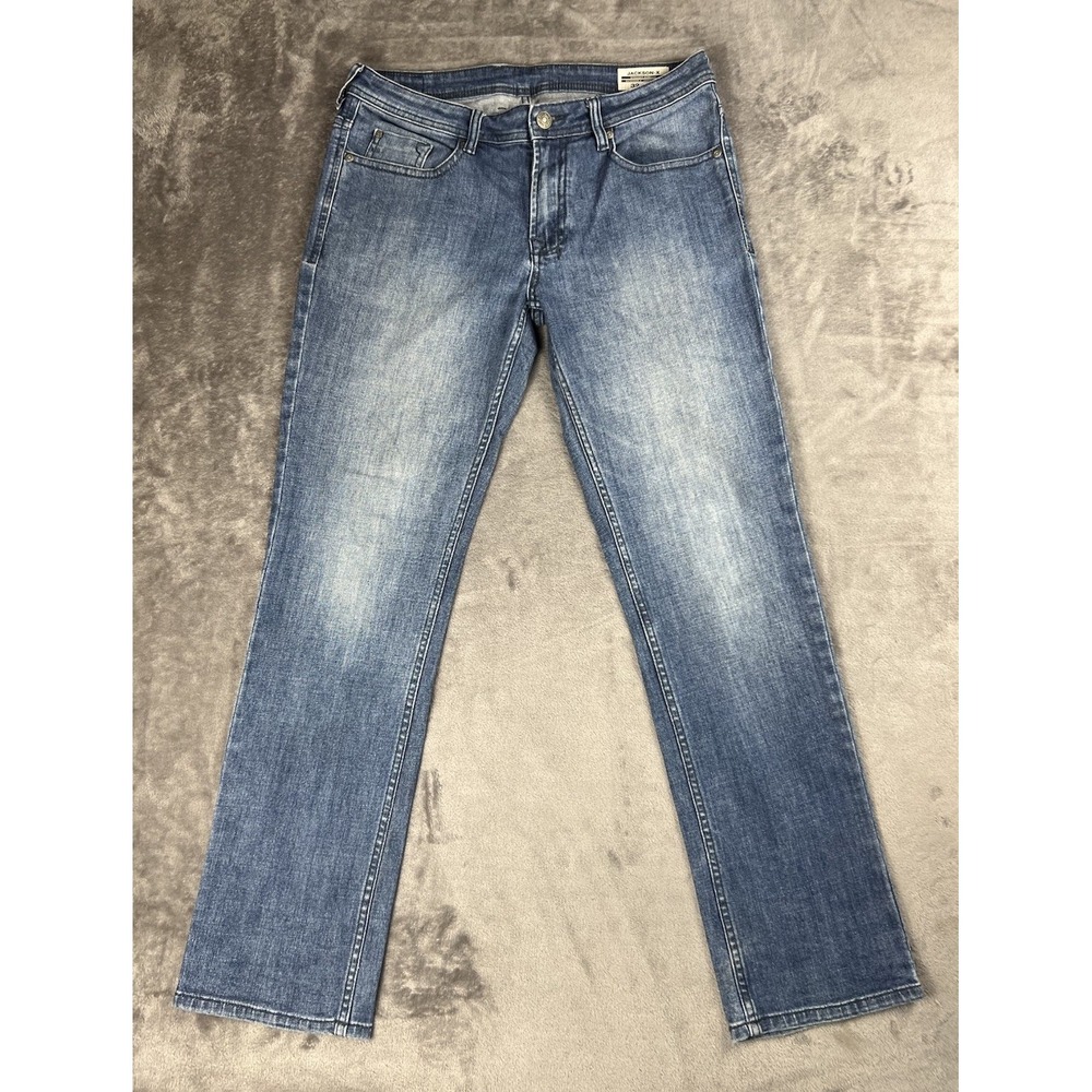 Buffalo David Bitton Jeans Mens 32x32 Blue Jackson X Straight Stretch Distressed